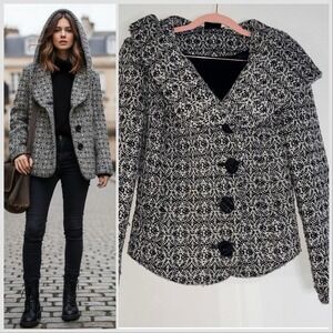 BDG Urban Outfitters Pea Coat XS Twill Wool Retro Y2K Mod Dark Academia Goth